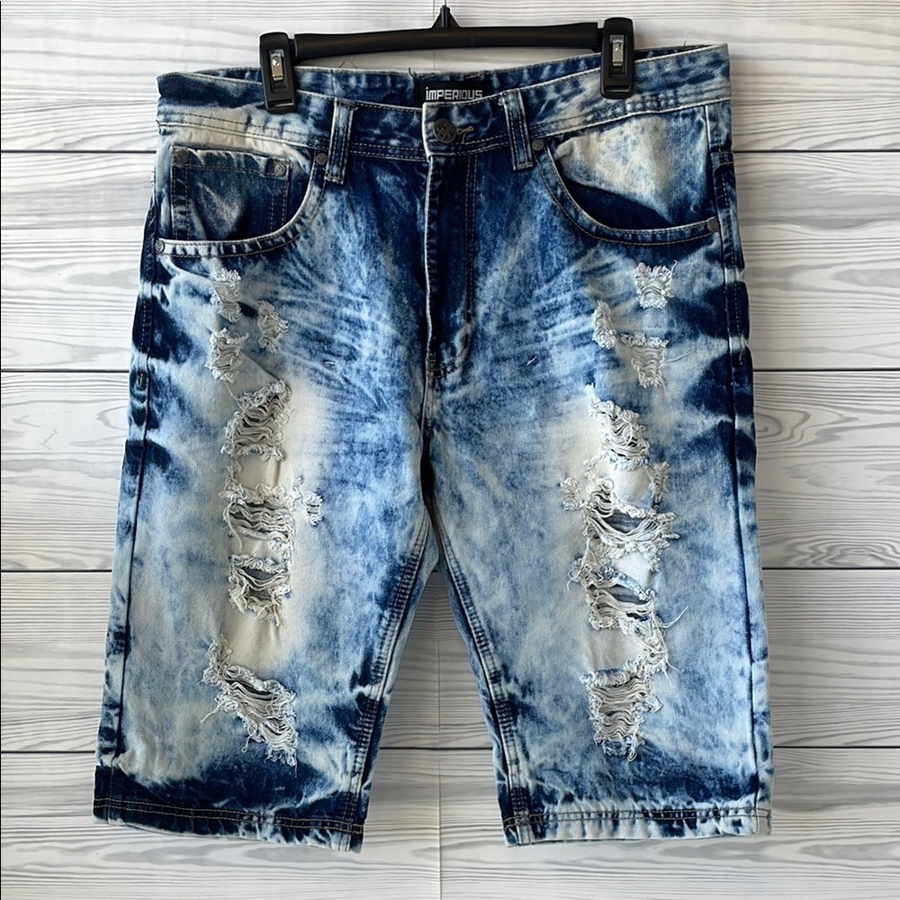 Men’s Imperious Blue Distressed Denim Shorts